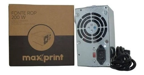 Fonte De Alimentação 200w Com Cabo Rop Maxprint Cor Prata