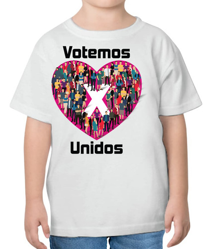 Playera Diseño Votemos Unidos - Corazón Rosa - Votar - 01