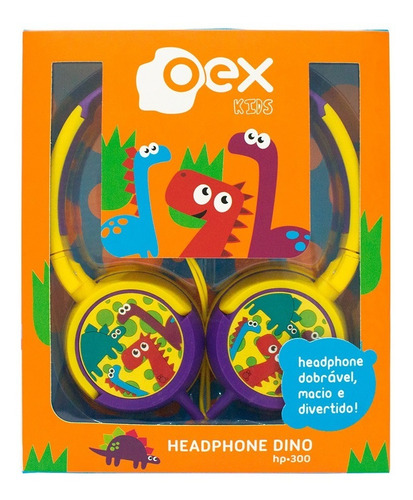 Imagem 8 de 8 de Kit Fone De Ouvido Infantil Unicórnio Rosa + Fone Dino Oex