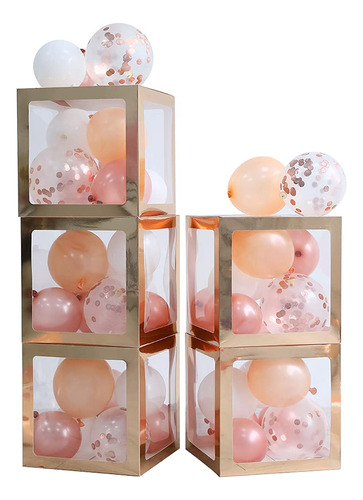 Juego De 5 Cajas De Globos De Color Oro Rosa Con 41 Globos P