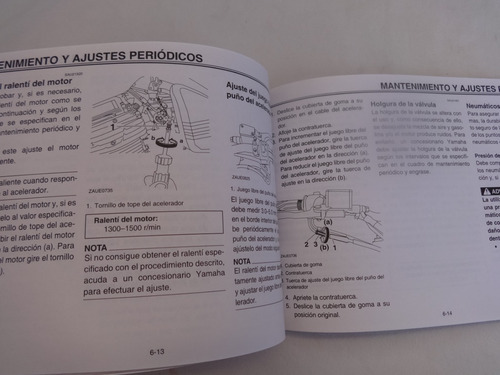 Manual Instruccion Yamaha Fz 2012 Moto Motocicleta Catalogo (Usado)