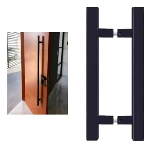 Jaladera Cuadrada Negra Inoxidable Tipo H 150 Cm Para Puerta