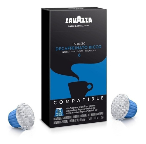 Cafe Capsulas Descafeinato Lavazza X10 Unidades P/ Nespresso