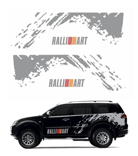 Kit Adesivos Laterais Para Mitsubishi Pajero Ralliart 17957 Cor Preto