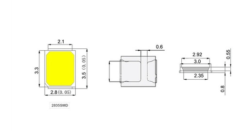 Led Smd 2835 6v. 1w. LG Lcd Blanca Fría - Pack 10 Uds.
