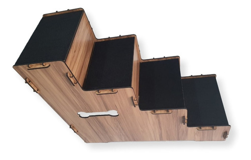 Escada Pet Para Cachorros Em Mdf Com 4 Degraus 60cm Altura Cor Escada Pet Madeira