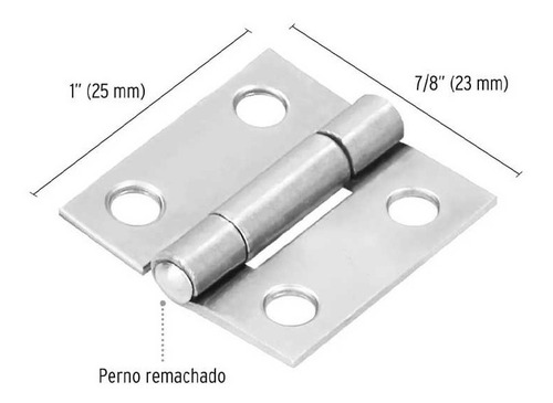 Imagen 3 de 3 de Bisagra Acero Perno Remachado 1 X 1'' Muebles Bisagra Libro