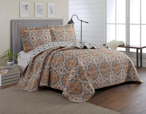 Imagen 5 de 5 de Cubrecama Quilt Cover Reversible +fundas Twin Kelowna D4