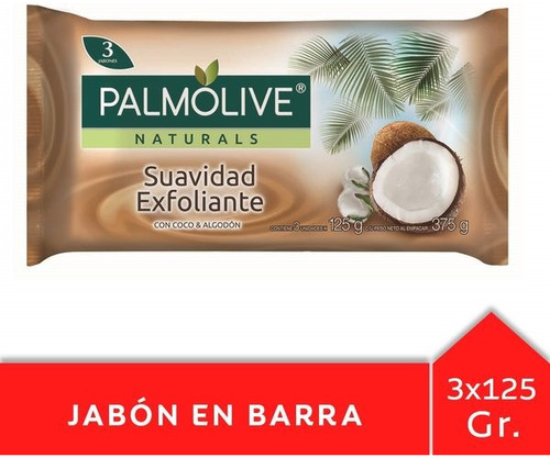  Palmolive Jabón En Barra Naturals Coco Y Algodón Pack 3 Uni