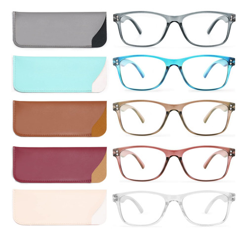 Lentes De Lectura Bloqueo Luz Azul Anteojos Cuadrados 5 Pare