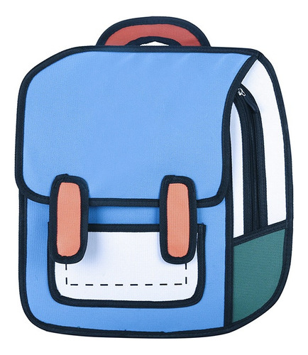 Cómic Binario Mochila 2d Estereoscópica 3d De Colegiala