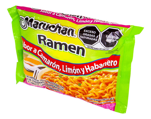 Caja Sopa Maruchan Ramen Sabor Camarón Limón Y Habanero 24pz