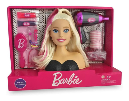 Barbie Busto Salão Para Penteados Com Acessórios + Secador