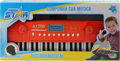 Teclado Eletrônico e Microfone Infantil