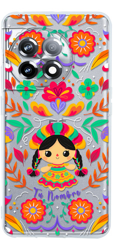 Funda Para Oneplus Diseño Mexicano Muñeca Lele Flores Nombre