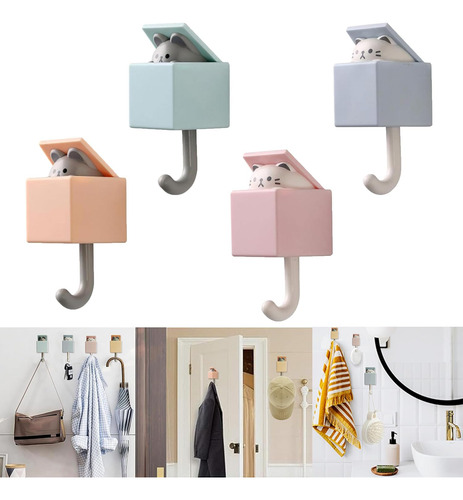 4 Ganchos Adhesivos Bonitos Para Colgar Ganchos De Pared Res