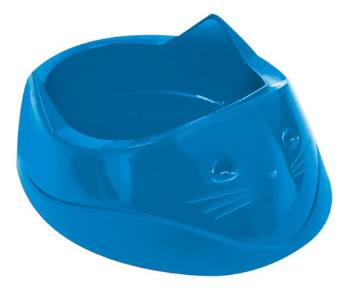 Comedouro Plastico Cara Do Gato Furacaopet 200 Ml (azul)