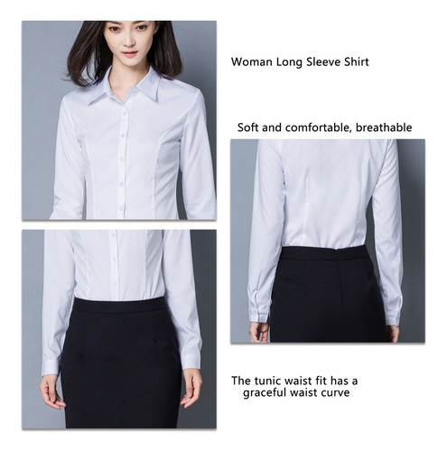 Camisa Manga Larga Mujer Classic Fit Suave Y Transpirable