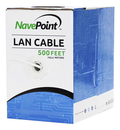 Navepoint Cat6 (cca) 500 Pie Blanco Cable Ethernet Solido 23