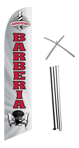 Bandera Barbería 4.2mts # 19 Con Mástil Y Base