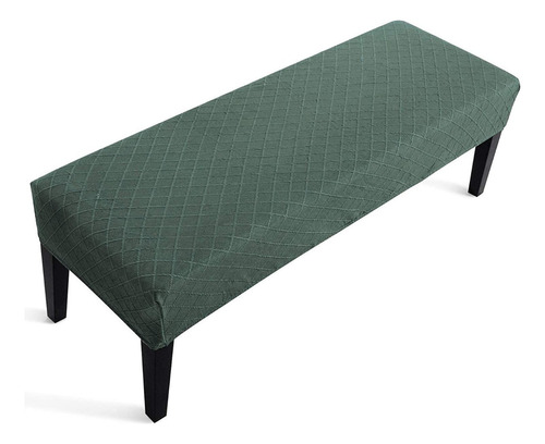 Funda Elástica De Jacquard Para Banco De Comedor, Protector Color Verde Oscuro Diseño De La Tela Liso