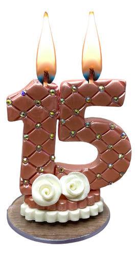 Velas Em Biscuit Vela Aniversario 15 Anos Rose Gold