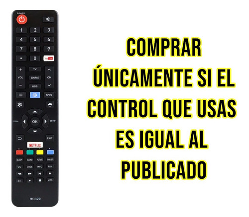 Imagen 2 de 9 de Control Remoto Jvc Fanco Atvio Rc320 Smart Tv Netflix