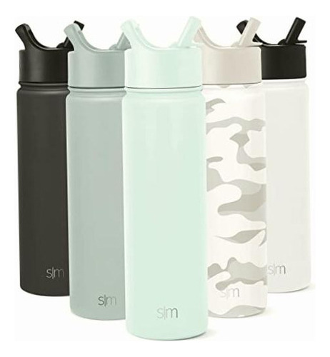 Simple Modern Water Bottle With Straw Lid Vacuum Insulated Color -retro Mint