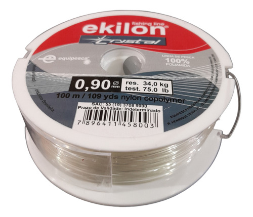 Naylon P/pesca 0.90mmx100m Transparente Ekilon