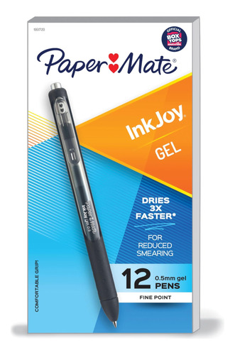 Bolígrafos De Gel Inkjoy De Paper Mate, Punta Fina, Negros,