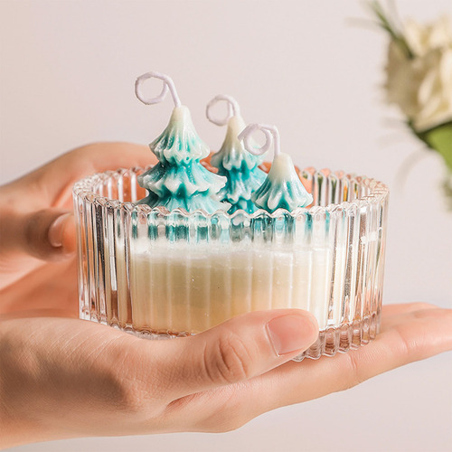 Vela Perfumada Con Árbol De Navidad Y Bosque, Vela De Invier