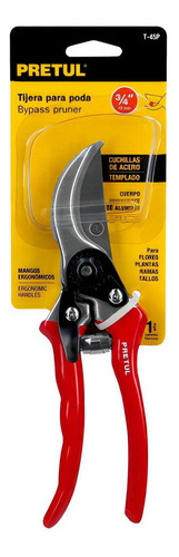 Tijera Para Podar 8'' Cuerpo En Aluminio Pretul 23103 Color Rojo