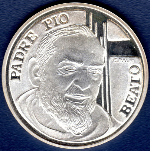 Medalla De Plata 925 Padre Pio Beato Jubileo 2000