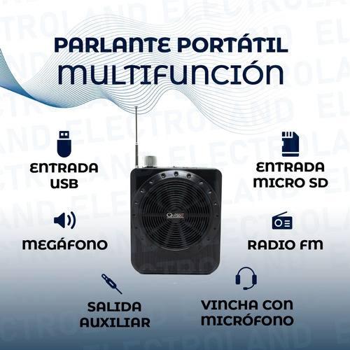 Imagen 2 de 10 de Parlante Bluetooth Portátil Radio Sd Megáfono 5w