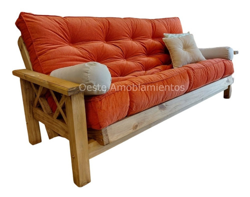 Futon 3 Cpos Cipres Color A Eleccion Con Colchon Reforzado