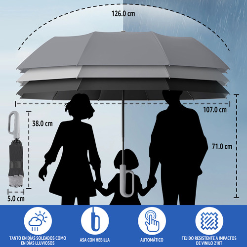 . Y Paraguas Plegable Automático Con Hebilla Para Lluvia Y