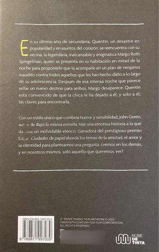 Imagen 2 de 2 de Ciudades De Papel (portada Pelicula) / John Green