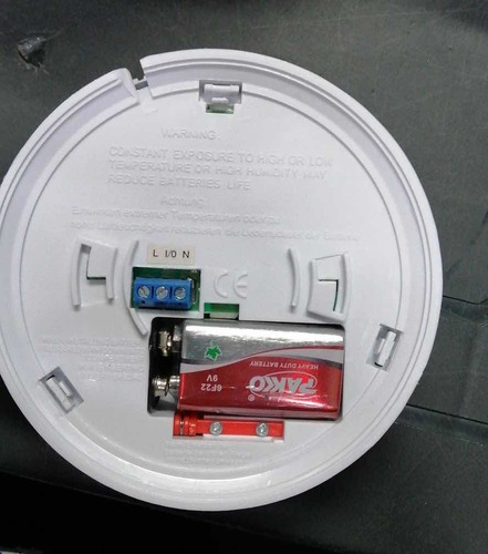 Sensor Detector De Humo Alarma + Batería 9v Conexión 110v