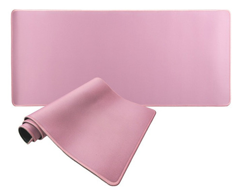 Mouse Pad Gamer 70x30 Xl Antideslizante Bordes Cosidos Rosa Liso