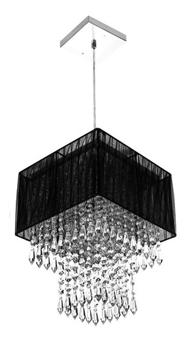 Lustre Para Sala De Cupula Cristal Acrílic Marrycrilic Preto