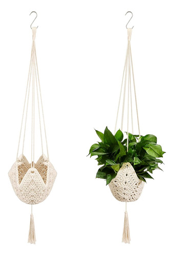 2 Paquetes De Macrame De Yute Colgar Plantas Largas Mac...