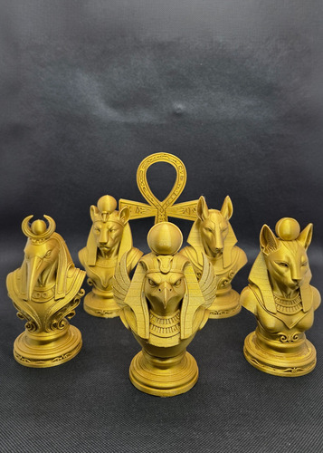 Figura Busto Dios Egipcio Thot 12cm Para Altar Dorado Oscuro