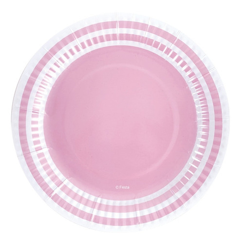 Plato De Polipapel 17cm Rosa Celeste Metalizado X 6 Unidades