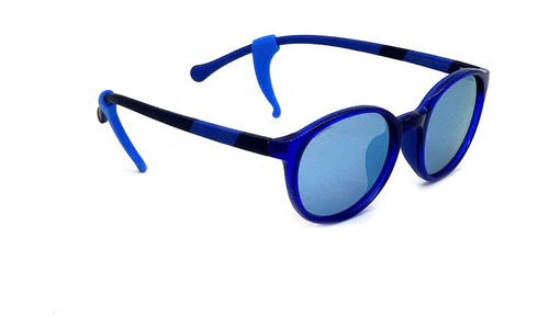 Anteojos Sol Rusty Woah Kids Niño Niña Polarizado Gafas Lente Celeste Espejada Varilla Azul Armazón Azul C193-real R.blue Pol Tweens Diseño Redondo