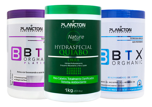 1 Btx Orghanic 1kg+btx Blond 1kg+máscara De Quiabo 1kg
