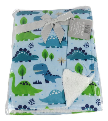 Cobertor Infantil Dupla Face Dino Azul - Laço Bebê
