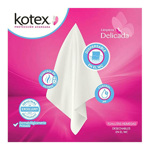 Kotex Toallitas Húmedas Para Higiéne Íntima, 1 Paquete