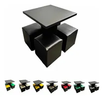 Comprar Conjunto Mesa Sala Jantar Cu002F 4 Cadeiras Puffs Pu002F Sacada Cor Preto