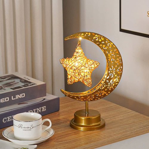 Lampara Mesa Led Decorativa Forma Luna Estrella Escritorio