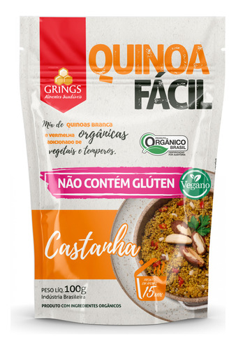 Kit 10 Quinoa Fácil Temperada Castanha Rápida 100g,